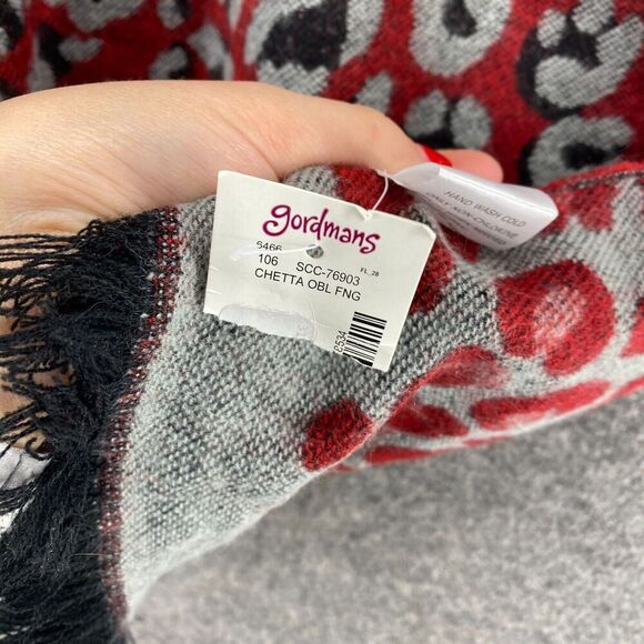 New Gordmans Cape Sweater Women S Small Red Animal Print Knit Open Front Casual - Picture 6 of 7